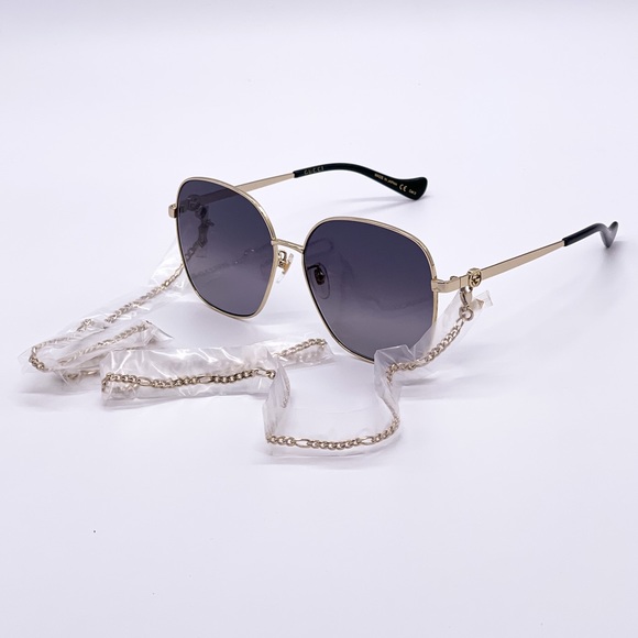 NEW GUCCI GG1089SA 001 + GOLD CHAIN NEW COLLECTION SUNGLASSES GUCCI - Picture 1 of 16
